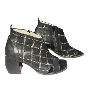 IXOS Boots Womens Size 6.5 Black Leather Open Toe Ankle Booties Made In Italy